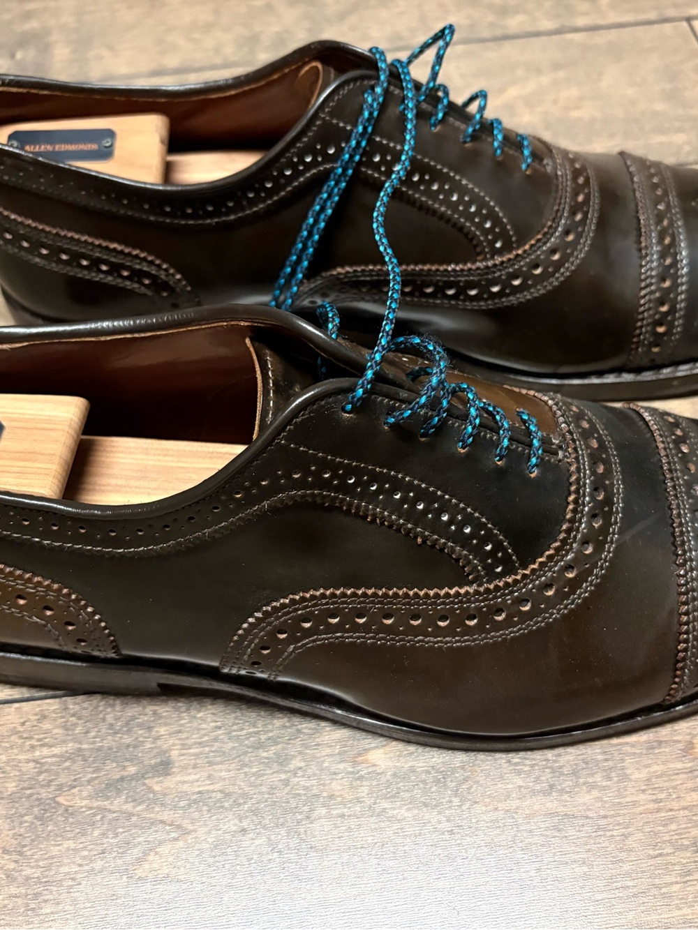 Allen Edmonds Shell Cordovan Strands w Double JR Soles and Toe Plates size 12 D
